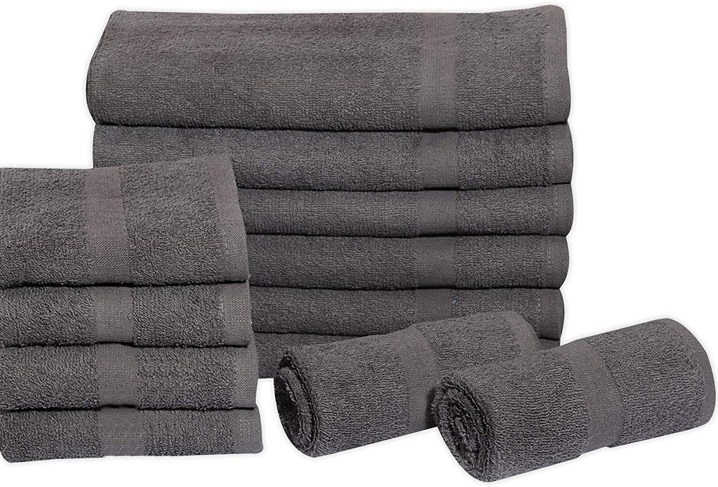 Salon Towels (12-Pack- 16x27 inches) -100% Rinspun Cotton- Gym-Salon-Spa Hand Towel 3 lb/dz - Maz Tex Supply