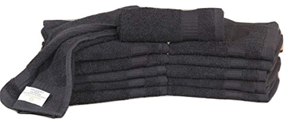 12 Premium Quality Washcloths (Black -13x13 inches ) 1.5 lb/dz - Maz Tex Supply