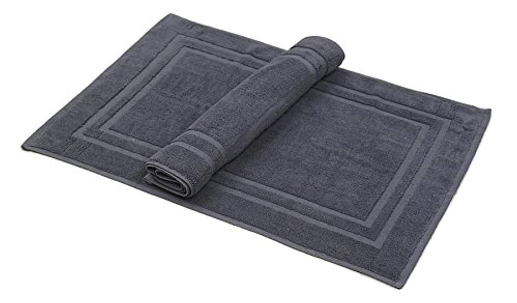Luxury Tub-Shower Bath Mat Hotel-Spa Floor Mat - (2 Pack 22x34 Inch) - 100 Percent Ringspun Cotton, Luxury Size, Maximum Absorbency, Machine Washable … (Grey) - Maz Tex Supply