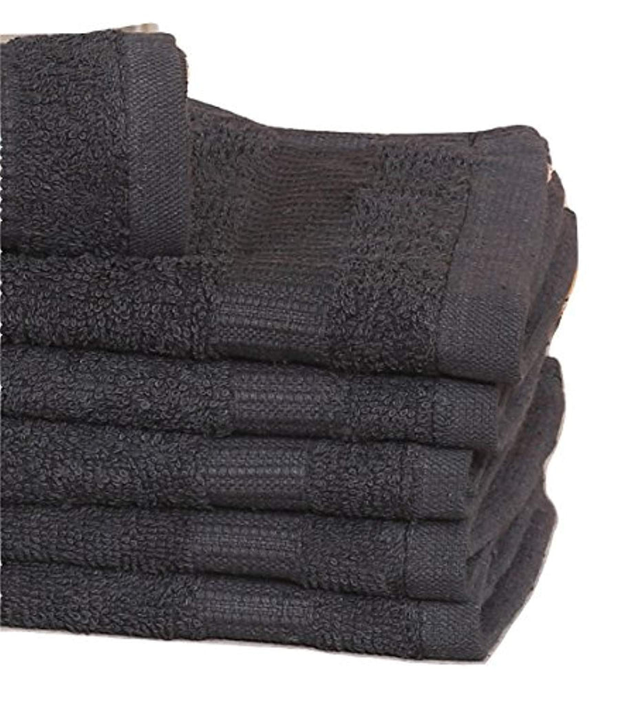 12 Premium Quality Washcloths (Black -13x13 inches ) 1.5 lb/dz - Maz Tex Supply