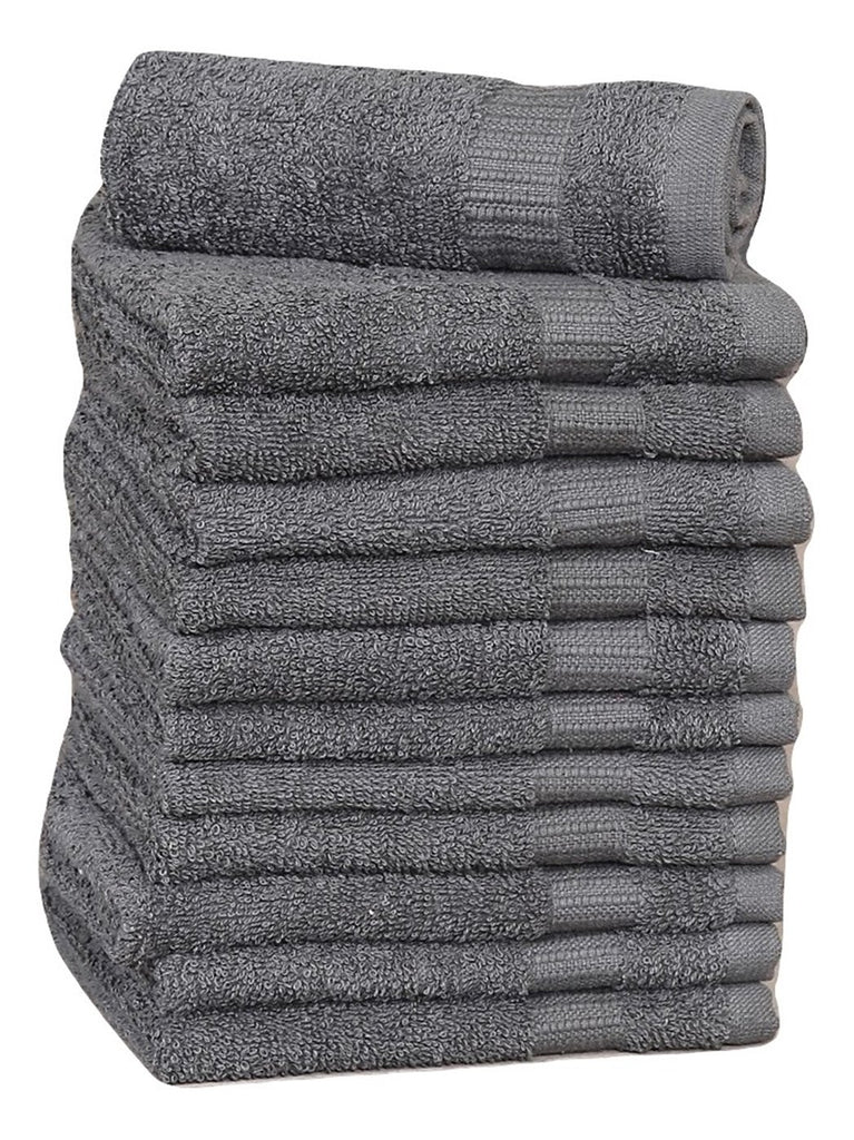 12 Premium Quality Washcloths (Grey -13x13 inches ) 1.5 lb/dz - Maz Tex Supply