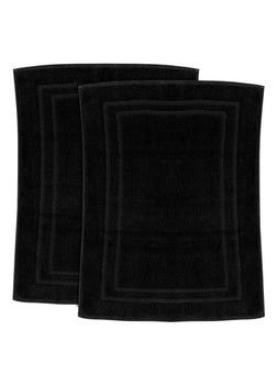 Bath Mat - (2 Pack - Black -22x34 Inch) - 100 % Ringspun Cotton 10 lb/dz - Maz Tex Supply