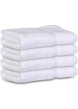 Pack of 4 Premium Bath Towel ( 27 x 54, White) 100% Ring-Spun Cotton Towels 17 lb/dz - Maz Tex Supply