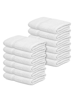 12 Bath Towel (24"x 50"- White) 100% Soft Cotton Easy Care-Resort,Hotels/Motels,Gym use 10 lb/dz - Maz Tex Supply