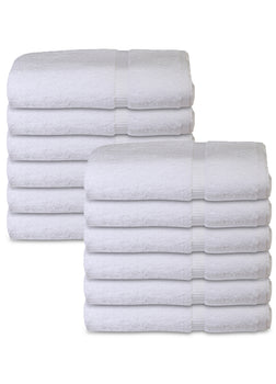 12 Premium Bath Towel ( 27x54 inches -White-15 lb/dz) 100% Ring-Spun Cotton - Maz Tex Supply