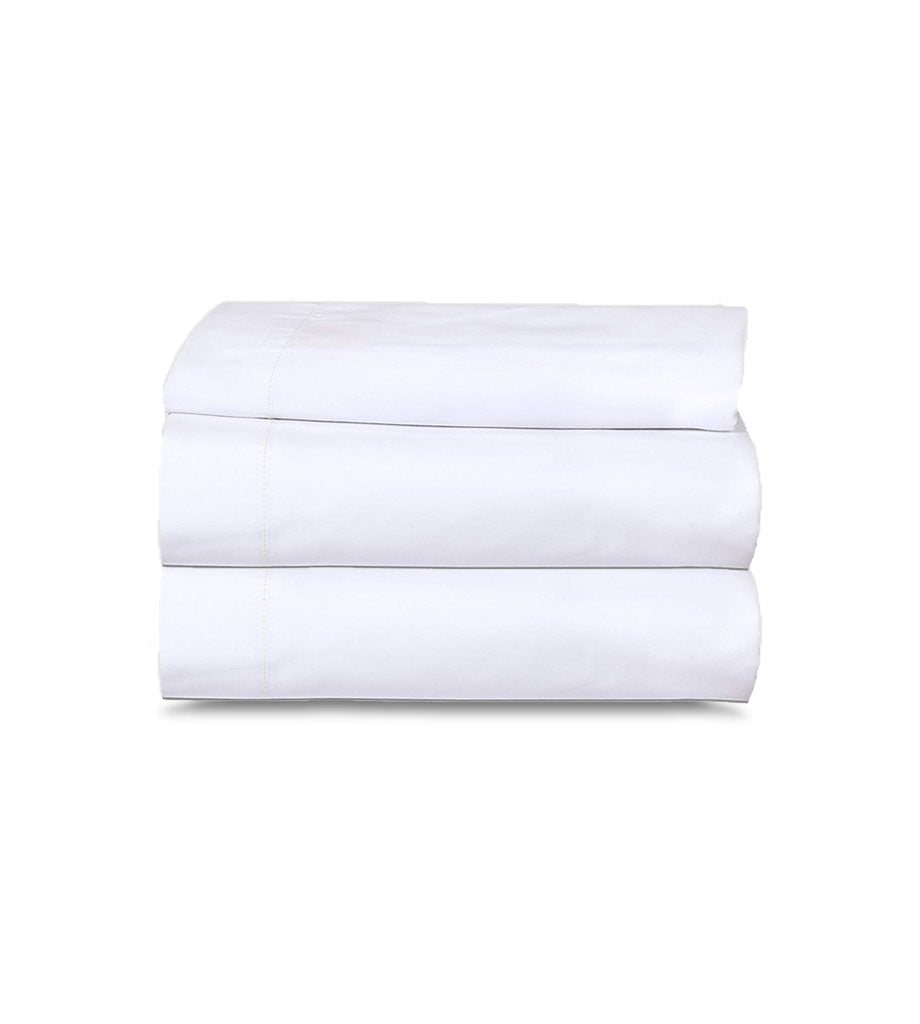 12 Pack PolyCotton - White Flat Bed Sheets T-250  Hotel Quality - Maz Tex Supply