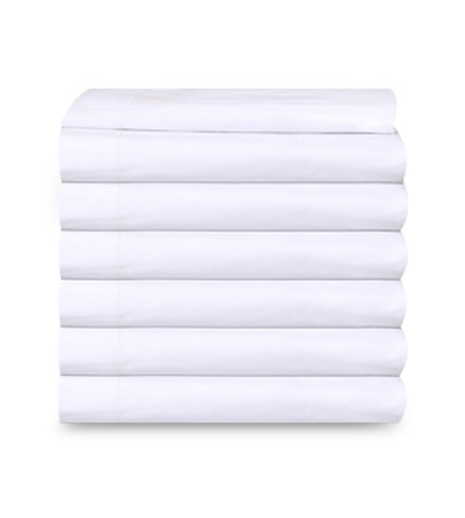 12 Pack PolyCotton - White Flat Bed Sheets T-250  Hotel Quality - Maz Tex Supply