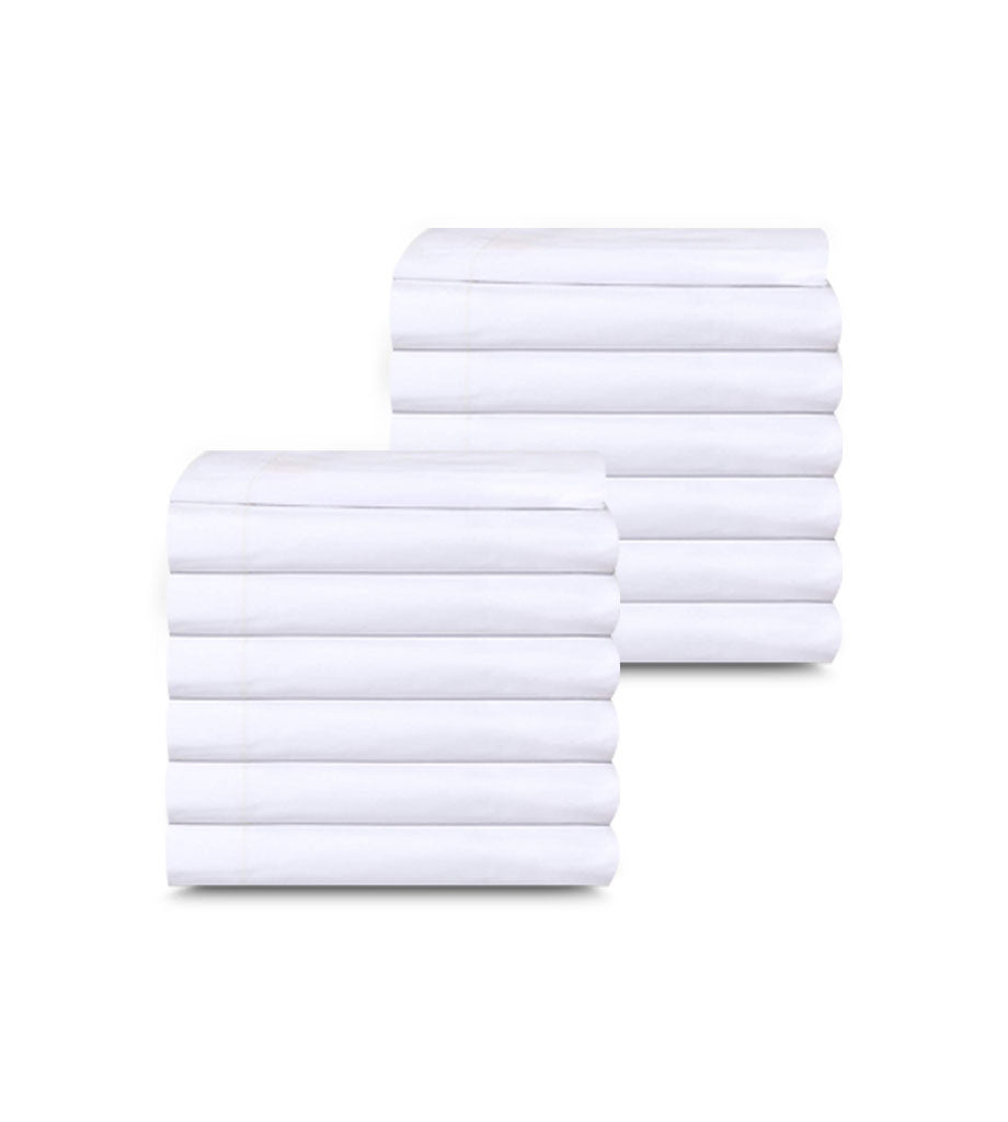 Poly-Cotton Flat Bed Sheets Tone n Tone White T-250 Hotel Quality - 1 Unit=2 Dozen Case Pack - Maz Tex Supply