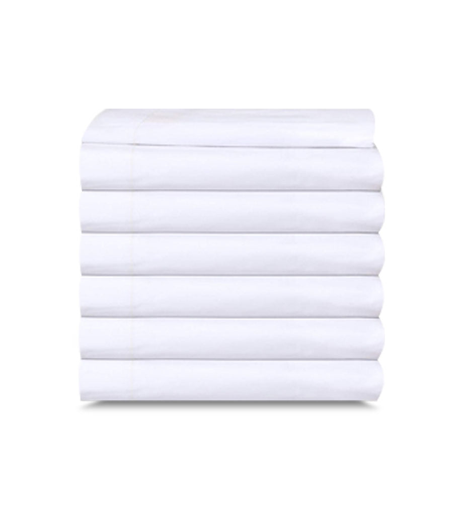 6 Pack White Flat Bed Sheets T-200-PolyCotton -  Hotel Quality - Maz Tex Supply