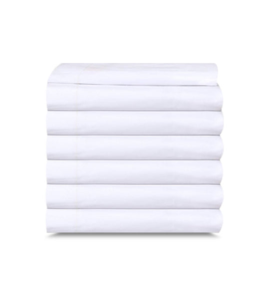 6 Pack White Flat Bed Sheets T200PolyCotton Hotel Quality MazTex