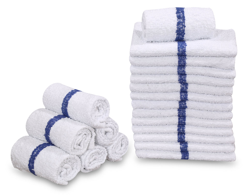 24 Dozen Case Pack Blue Stripe 16"x19" Restaurant Bar Mops Kitchen Towels