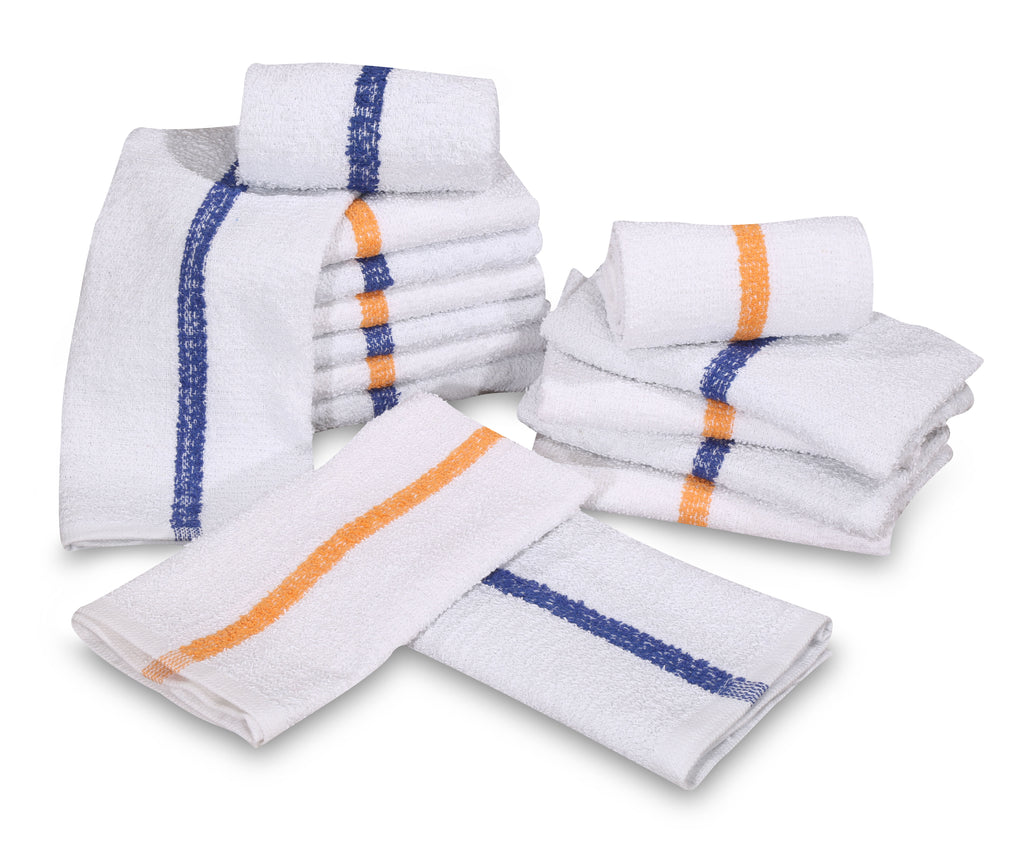 24 Dozen Case Pack Blue Stripe 16"x19" Restaurant Bar Mops Kitchen Towels