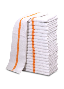 24 Dozen Case Pack Gold Stripe 16"x19" Restaurant Bar Mops Kitchen Towels 100% Cotton - Maz Tex Supply