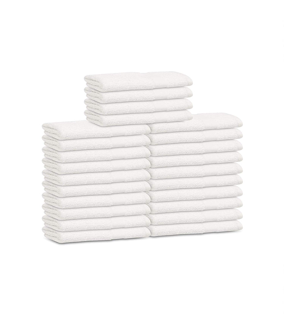 12 Soft Cotton Hand Towels White (16"x27"inches)  Salon/Gym/ Hotel hand towel 3 lb/dz - Maz Tex Supply