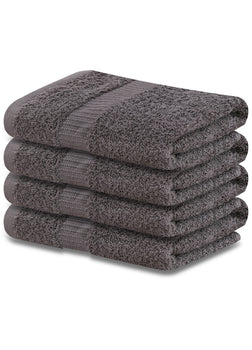 4-Pack Grey Hand Towels (16"x30") 100% RingSpun Cotton 4 lb/dz - Maz Tex Supply