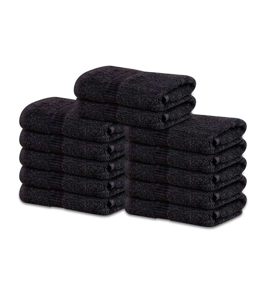 4-Pack Black Hand Towels (16"x30") 100% RingSpun Cotton 4 lb/dz - Maz Tex Supply