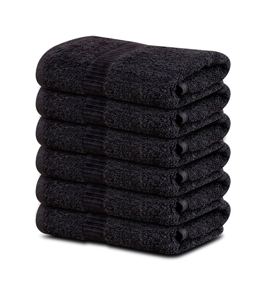 12 Premium Hotel Quality Large Hand Towels ( Black -16x30 inches) - 4lb/dz - Maz Tex Supply