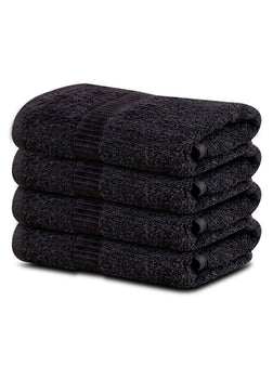 4-Pack Black Hand Towels (16"x30") 100% RingSpun Cotton 4 lb/dz - Maz Tex Supply
