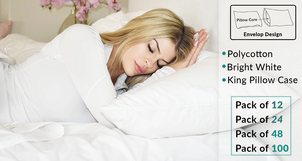 Pack of 100 Polycotton Standard Pillowcases (42"x36") White T-200