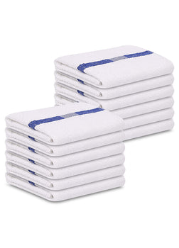 12 Bath Towels 22X44 Blue Center Stripe 100% Cotton Economy Soft Towels 6 lb/dz - Maz Tex Supply