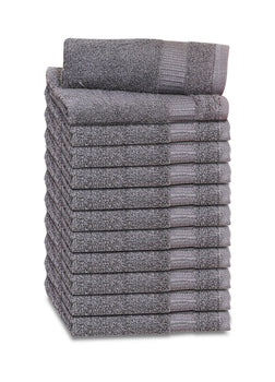 12 Premium Quality Washcloths (Grey -13x13 inches ) 1.5 lb/dz - Maz Tex Supply