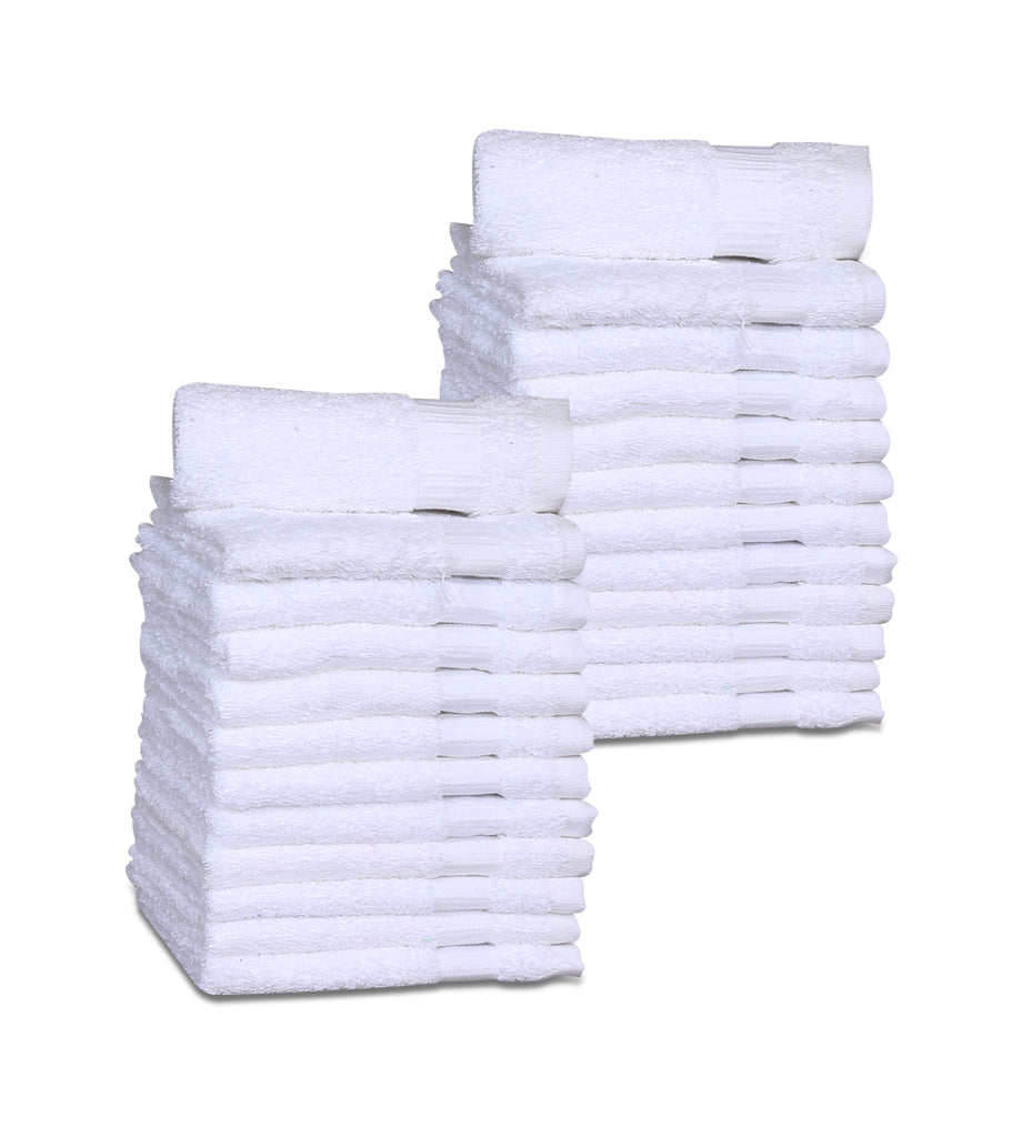 12 Premium Quality Washcloths (White -13x13 inches ) 1.5 lb/dz - Maz Tex Supply