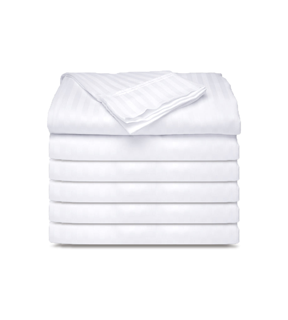12 Pack PolyCotton - White Flat Bed Sheets T-250 Hotel Quality - Maz Tex Supply