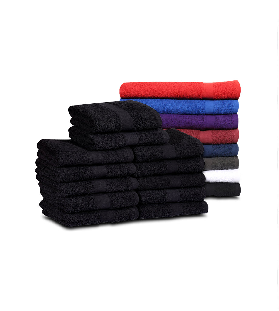 Salon Towels (12-Pack- 16x27 inches) -100% Rinspun Cotton- Gym-Salon-Spa Hand Towel 3 lb/dz - Maz Tex Supply