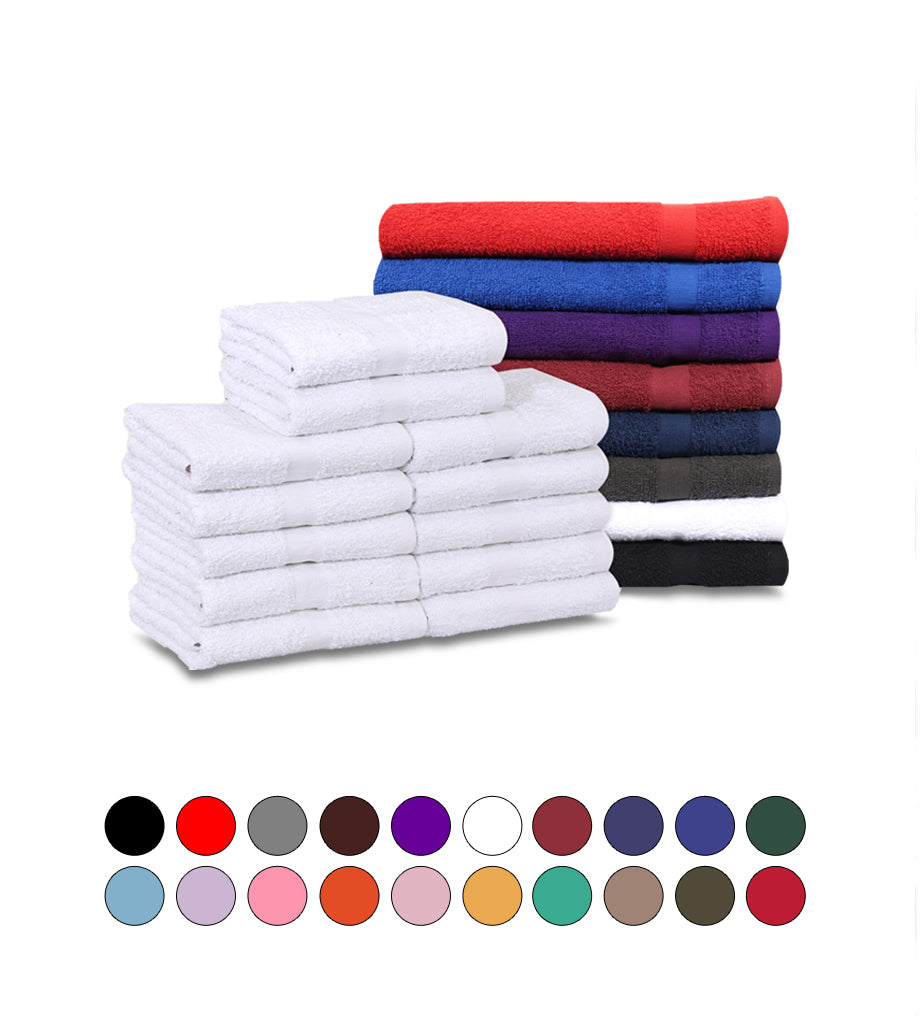 Salon Towels (12-Pack- 16x27 inches) -100% Rinspun Cotton- Gym-Salon-Spa Hand Towel 3 lb/dz - Maz Tex Supply