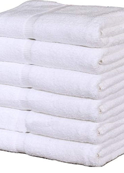 Premium Bath Towel (24 x 50 Inch- White ) 100% Cotton High Absorbency - Maz Tex Supply