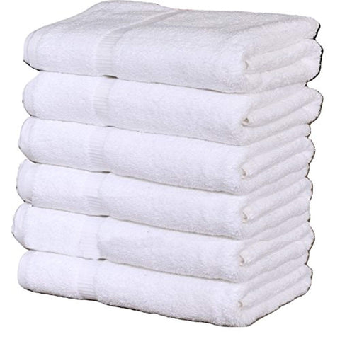 Premium Bath Towel (24 x 50 Inch- White ) 100% Cotton High Absorbency - Maz Tex Supply