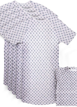 6 Pack Cotton Blend Hospital Gown, Back Tie, 45" Long & 61" Wide, Patient Gowns Comfortably Fits Sizes up to 2XL