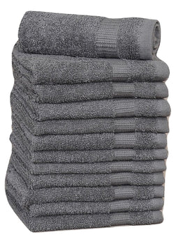 12 Premium Quality Washcloths (Grey -13x13 inches ) 1.5 lb/dz