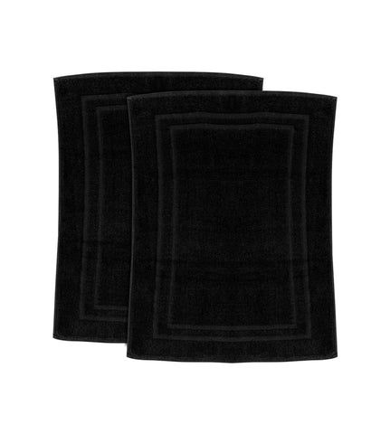 Bath Mat - (2 Pack - Black -22x34 Inch) - 100 % Ringspun Cotton 10 lb/dz - Maz Tex Supply