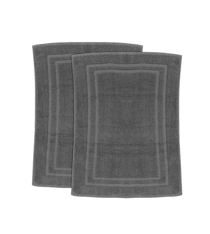 Bath Mat - (2 Pack - Grey -22x34 Inch) - 100 % Ringspun Cotton 10 lb/dz - Maz Tex Supply