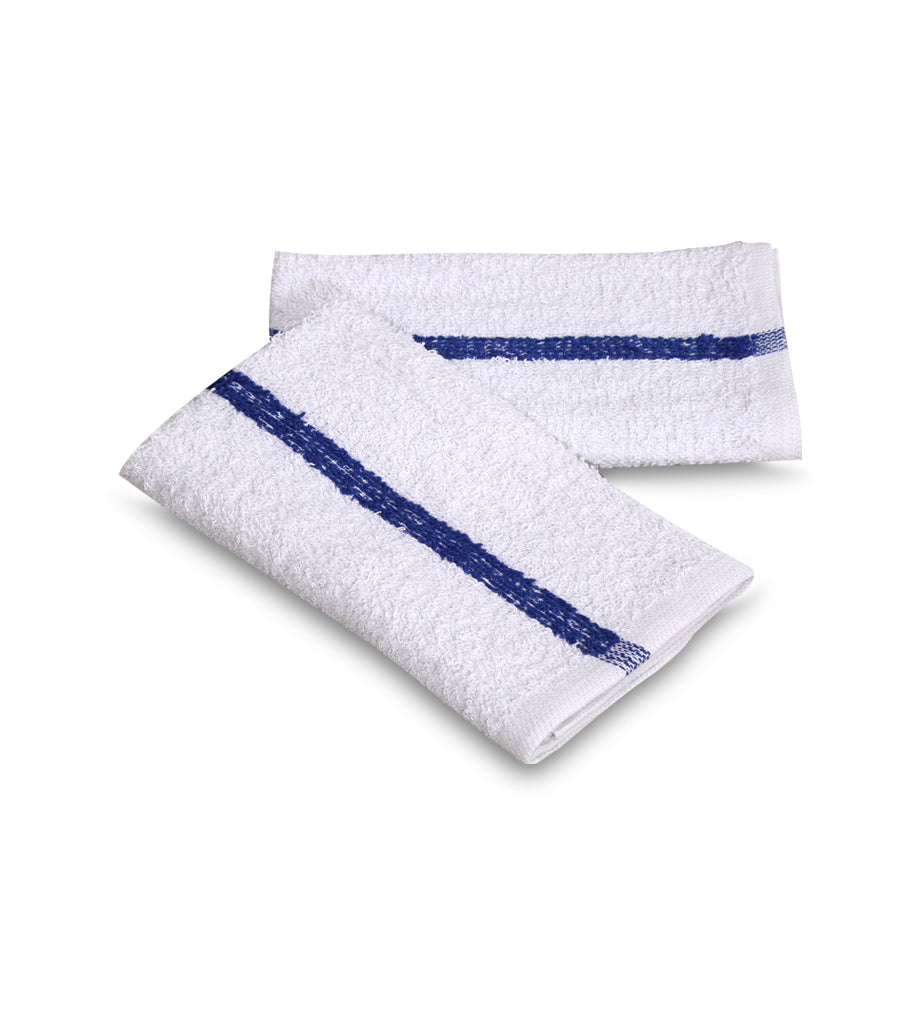24 Dozen Case Pack  Blue Stripe 16"x19" Restaurant Bar Mops Kitchen Towels 100% Cotton - Maz Tex Supply