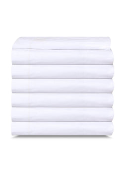 12 Pack White Flat Bed Sheets T-200-PolyCotton -  Hotel Quality - Maz Tex Supply