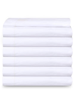 12 Pack PolyCotton - White Flat Bed Sheets T-250  Hotel Quality