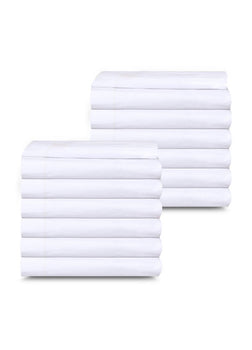 Poly-Cotton Flat Bed Sheets Tone n Tone White T-250 Hotel Quality - 1 Unit=2 Dozen Case Pack