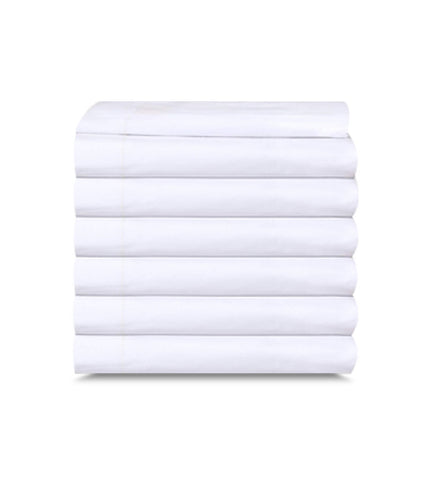 6 Pack White Flat Bed Sheets T-200-PolyCotton -  Hotel Quality - Maz Tex Supply
