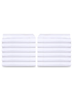 12 Pack PolyCotton - White Flat Bed Sheets T-250  Hotel Quality - Maz Tex Supply