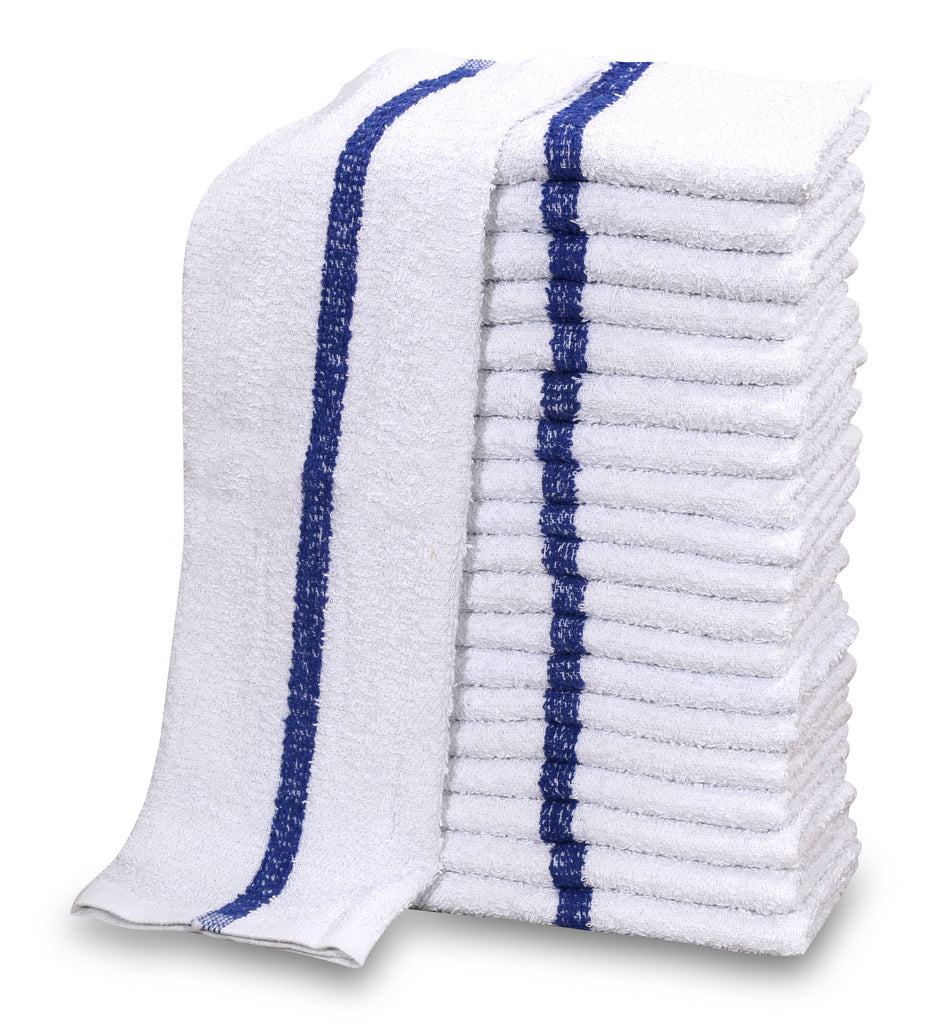 24 Dozen Case Pack Blue Stripe 16"x19" Restaurant Bar Mops Kitchen Towels