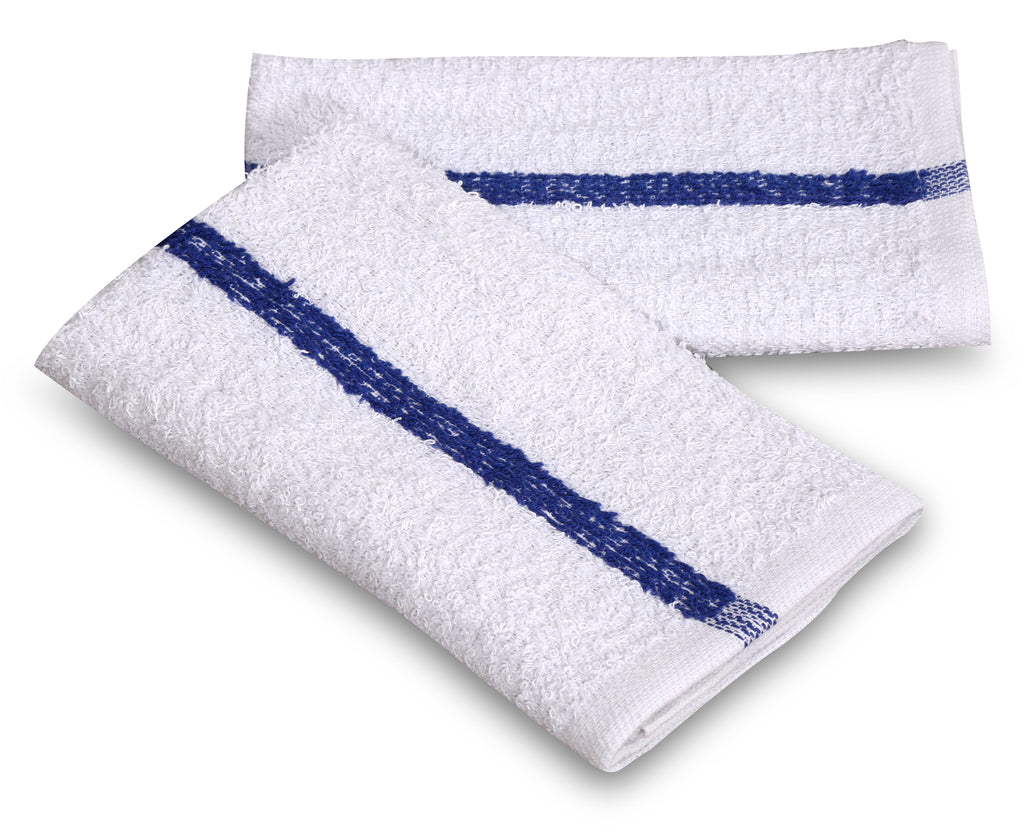 24 Dozen Case Pack Blue Stripe 16"x19" Restaurant Bar Mops Kitchen Towels