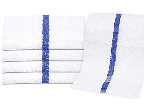 12 Bath Towels 22X44 Blue Center Stripe 100% Cotton Economy Soft Towels 6 lb/dz - Maz Tex Supply