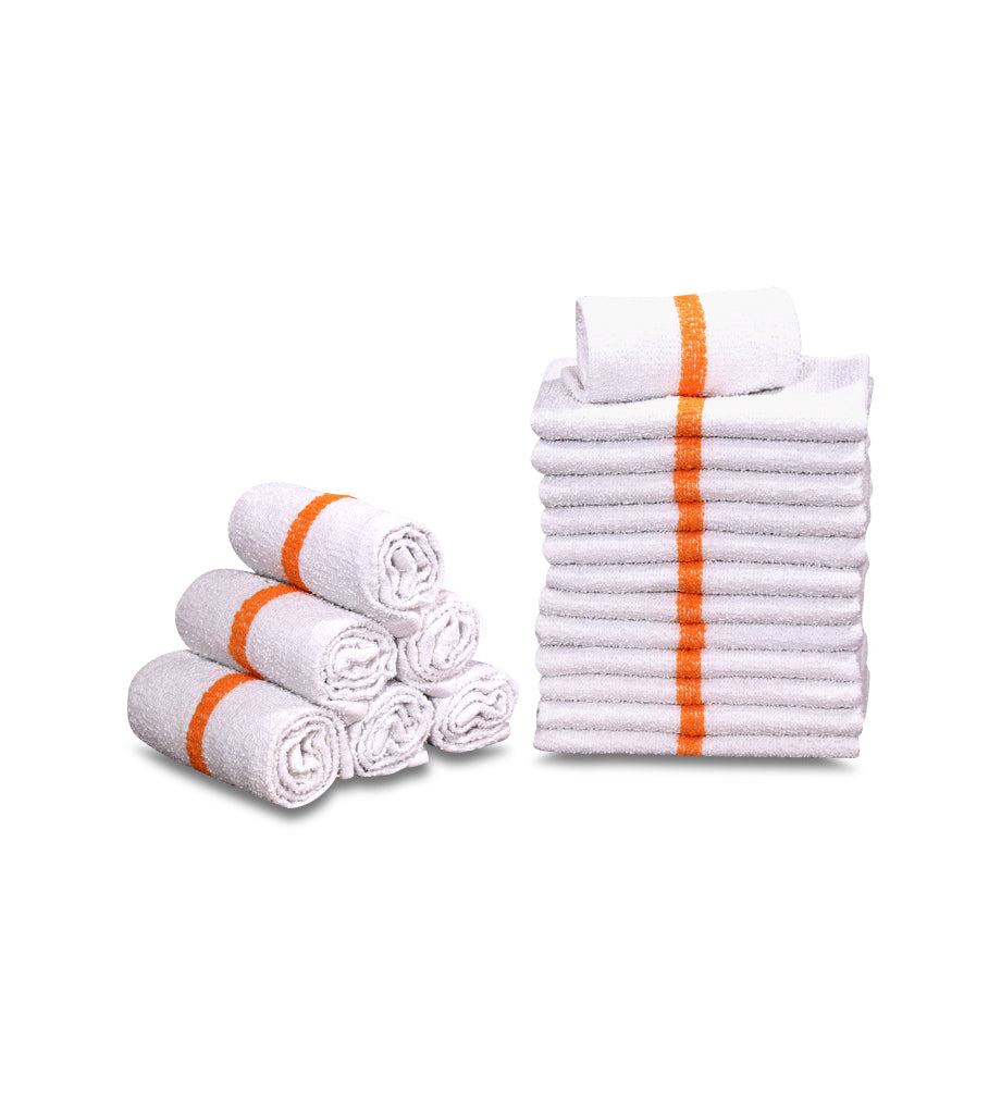 24 Dozen Case Pack Gold Stripe 16"x19" Restaurant Bar Mops Kitchen Towels 100% Cotton - Maz Tex Supply