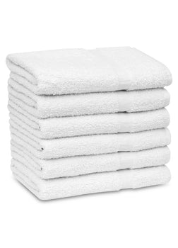 12 Soft Cotton Hand Towels White (16"x27"inches)  Salon/Gym/ Hotel hand towel 3 lb/dz - Maz Tex Supply