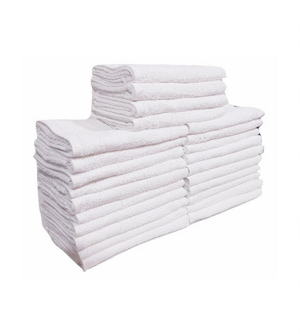 12 Soft Cotton Hand Towels White (16"x27"inches)  Salon/Gym/ Hotel hand towel 3 lb/dz - Maz Tex Supply