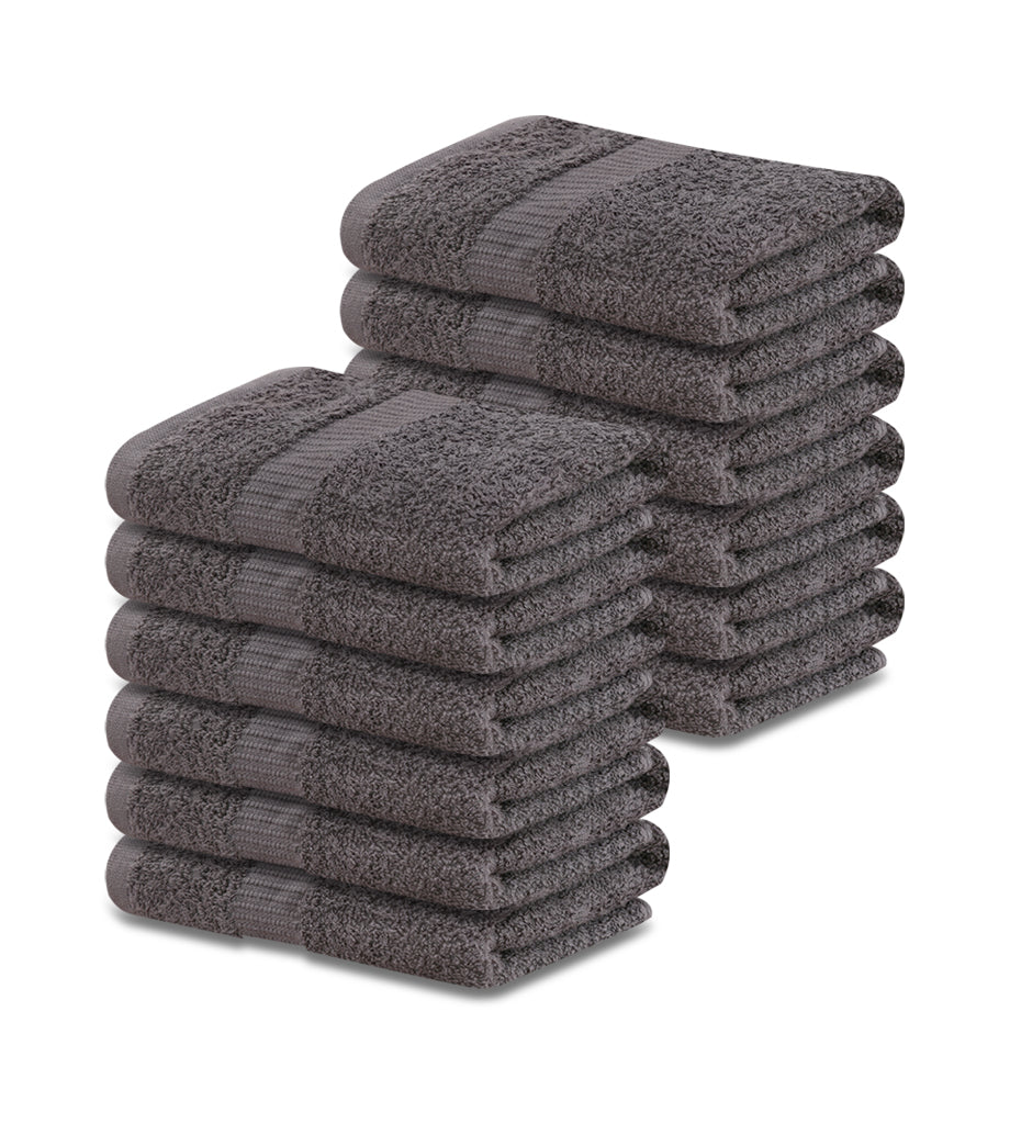 4-Pack Grey Hand Towels (16"x30") 100% RingSpun Cotton 4 lb/dz - Maz Tex Supply
