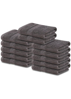12 Premium Hotel Quality Large Hand Towels ( Grey-16x30 inches) -4 lb/dz - Maz Tex Supply