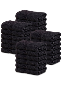 12 Premium Hotel Quality Large Hand Towels ( Black -16x30 inches) - 4lb/dz